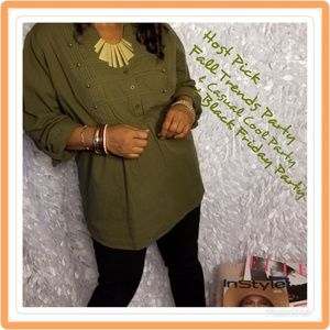Torrid Military Poplin Blouse
